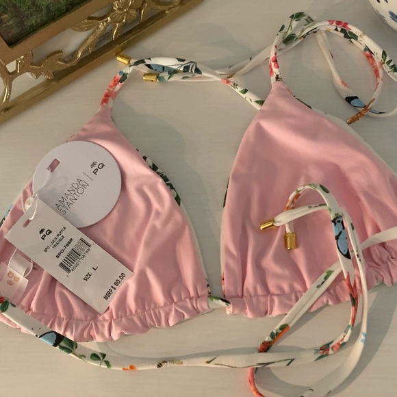 NWT Pilyq Amanda Stanton Floral Print Triangle Bikini Top - Picture 2 of 4